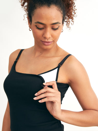 Black Ribbed Nursing Cami Top