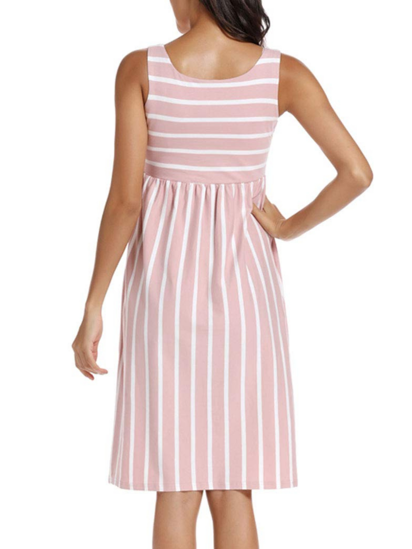 Striped Cotton Tank Maternity Midi Dress