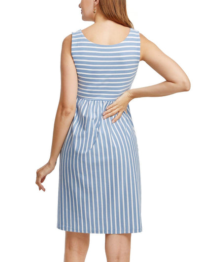 Striped Cotton Tank Maternity Midi Dress