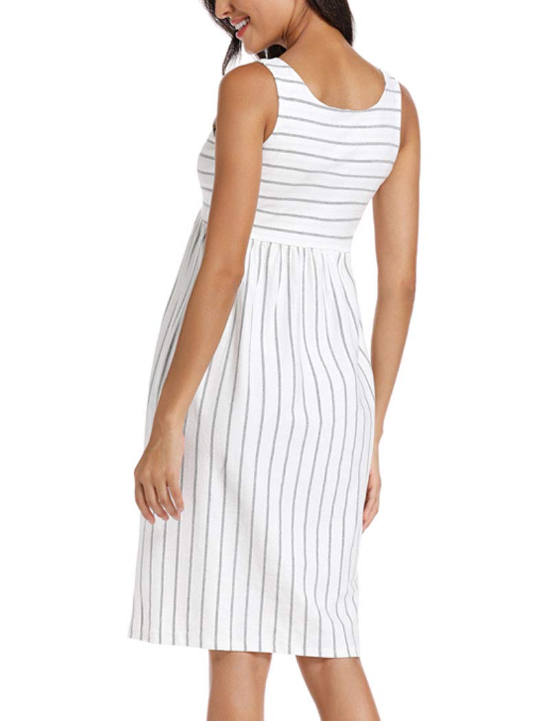 Striped Cotton Tank Maternity Midi Dress