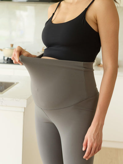 Grey Bump Support Capri Maternity Leggings - Leolace