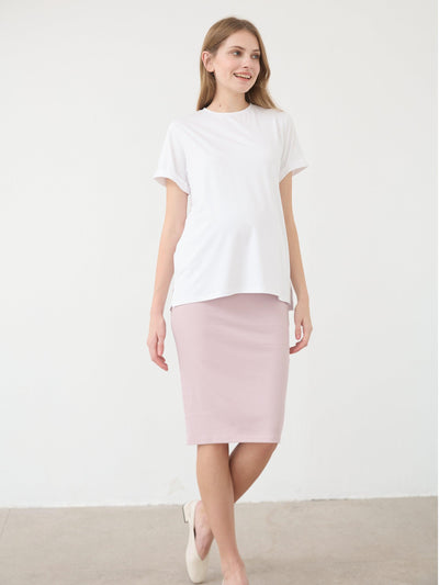 White Relaxed Fit Maternity Tee - Leolace